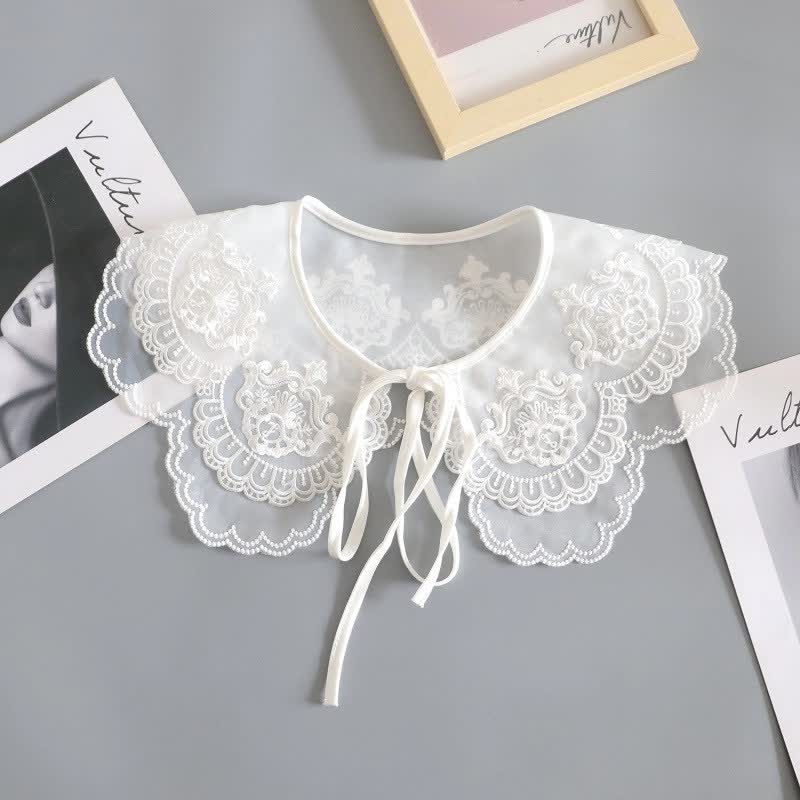 Women's White Crochet Lace Capelet Detachable Fake Collar - Style #3 - One Size - image 5