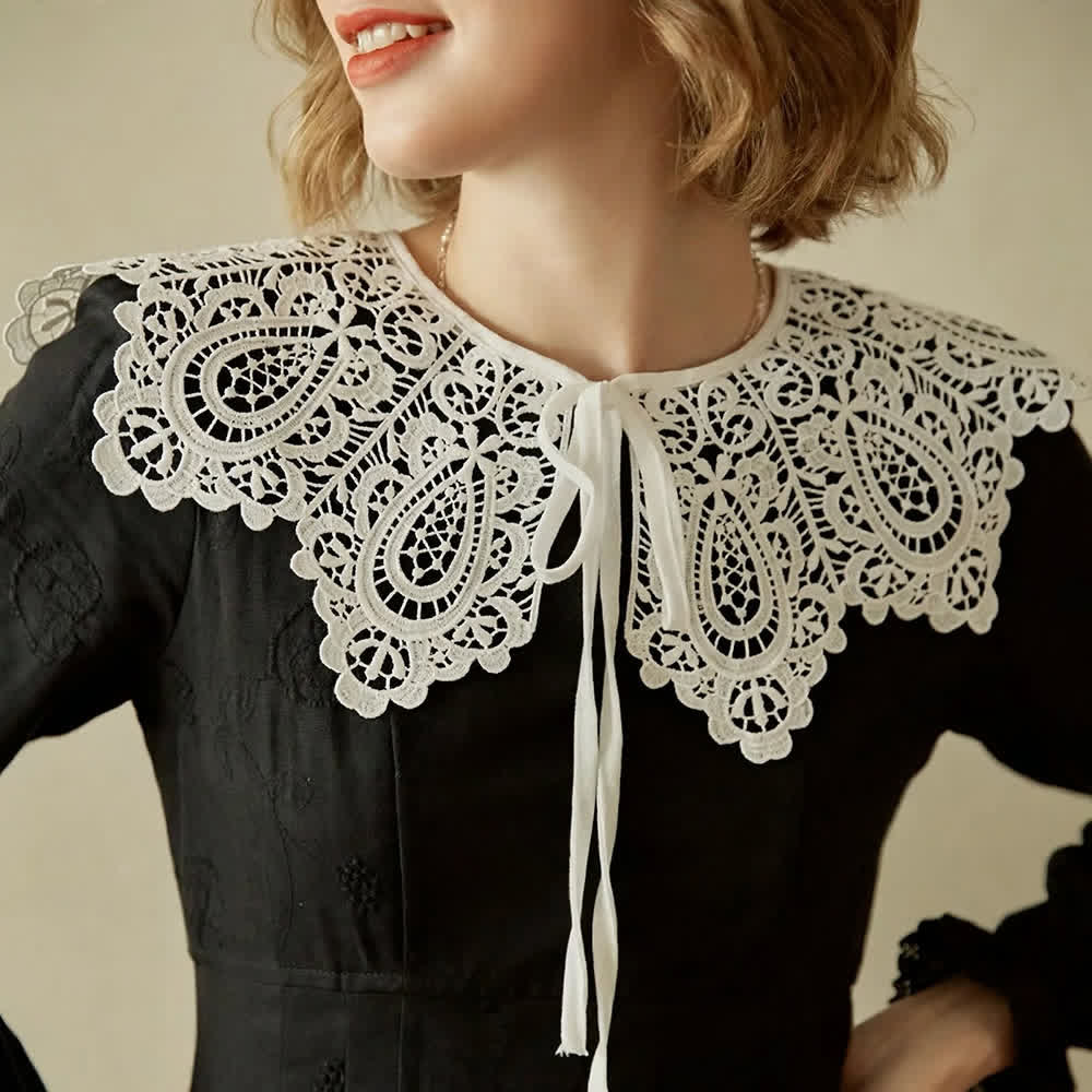 Women's White Crochet Lace Capelet Detachable Fake Collar - image 0