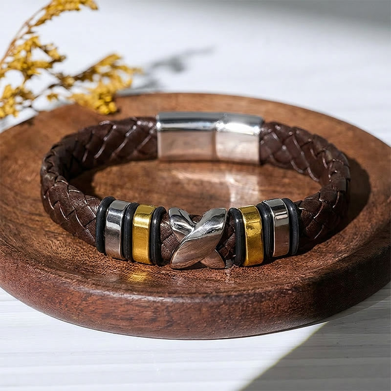 Multi Style Alloy Bead Vintage Leather Bracelet - Style1#-Brown / Black - 7.87-8.86 in / 200-225 mm - image 10