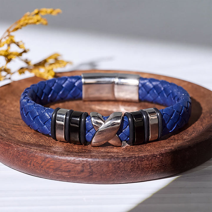 Multi Style Alloy Bead Vintage Leather Bracelet - Style#1-Blue / Black - 7.87-8.86 in / 200-225 mm - image 14