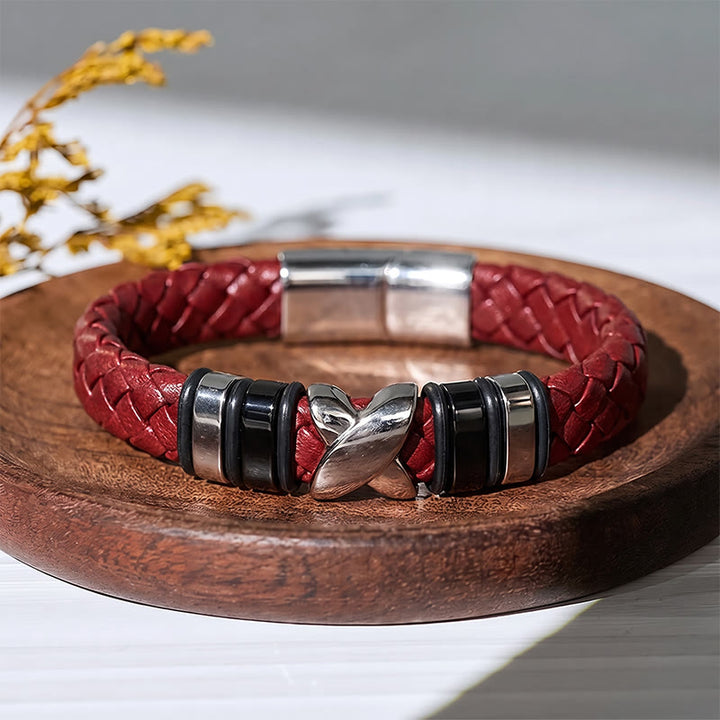 Multi Style Alloy Bead Vintage Leather Bracelet - Style#1-Red / Black - 7.87-8.86 in / 200-225 mm - image 13