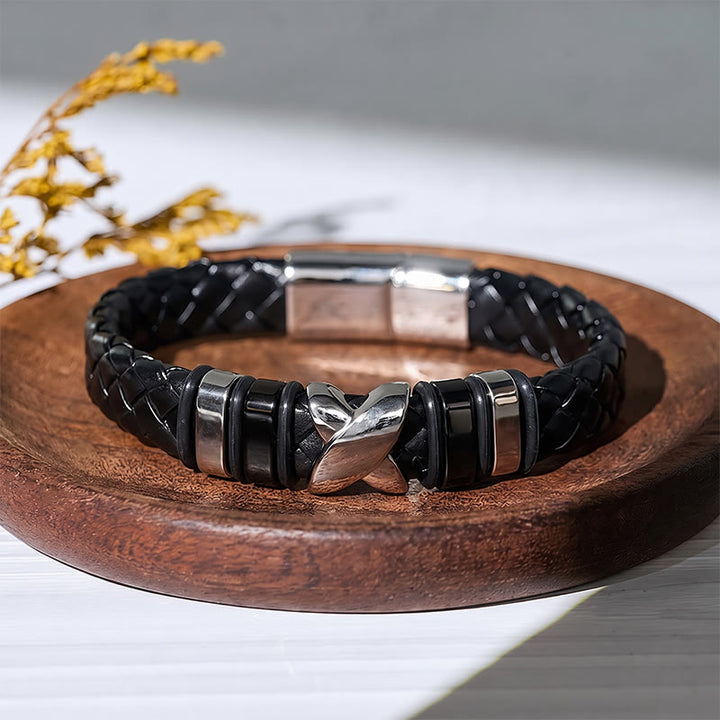 Multi Style Alloy Bead Vintage Leather Bracelet - Style#1-Black / Black - 7.87-8.86 in / 200-225 mm - image 9