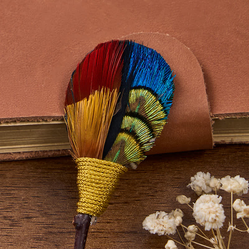 Multicolor Fiesta Carnival Feather Bow Tie with Lapel Pin - image 4