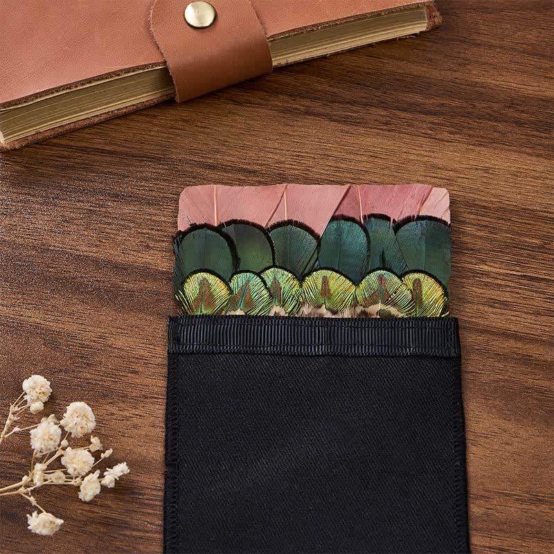 Dusty Pink & Forest Green Scalloped Feather Pocket Square - image 1