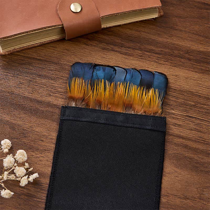 Peacock Teal Blue & Golden Yellow Feather Pocket Square - image 1