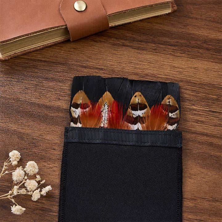 Fiery Red Plume & Chestnut Brown Pheasant Feather Pocket Square - image 1