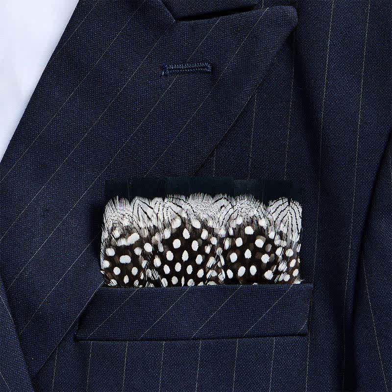 Black & White Polka Dot Guinea Fowl Feather Pocket Square - Black & White - image 0