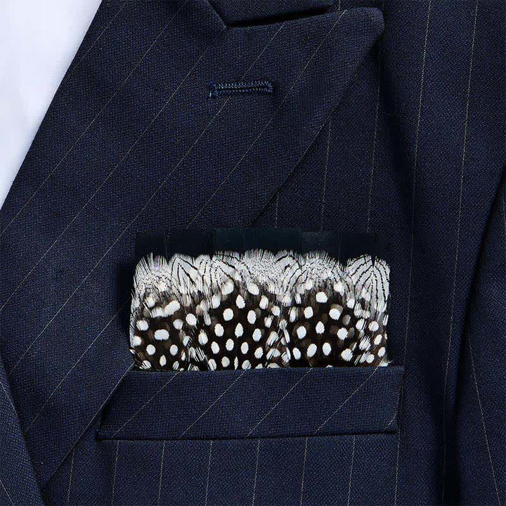 Black & White Polka Dot Guinea Fowl Feather Pocket Square - Black & White - image 0