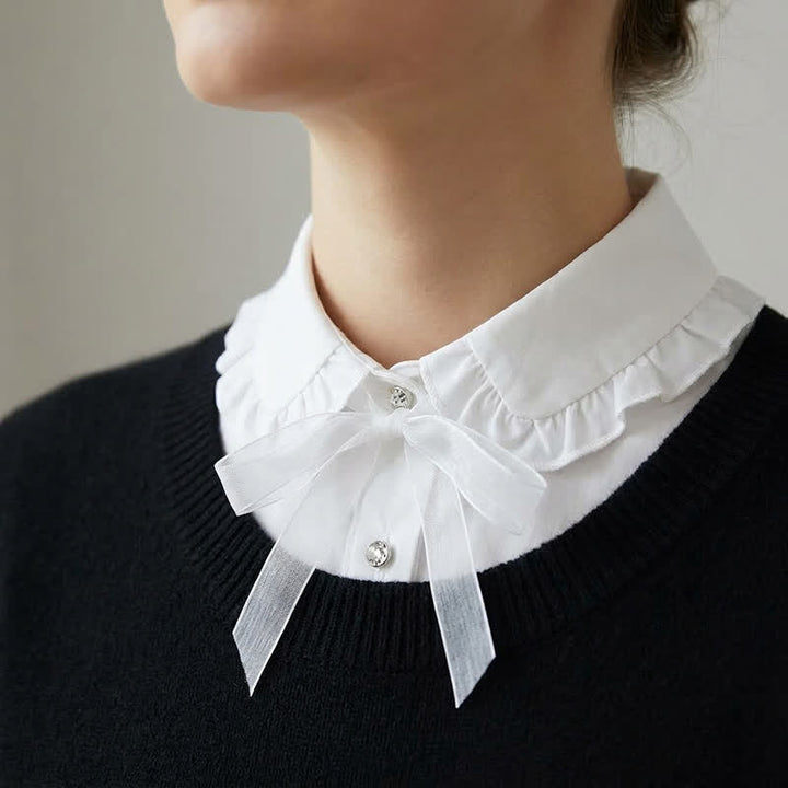 Women's Ruffled Detachable Fake Collar With Bow Knot - image 0