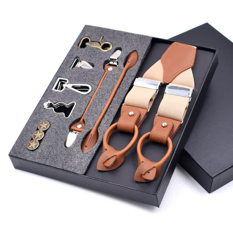 8Pcs Solid Color Combinable Buckle Adjustable Suspenders Set - image 3