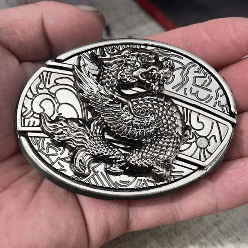 Men's Flying Dragon Leather Belt With Folding Knife - image 2