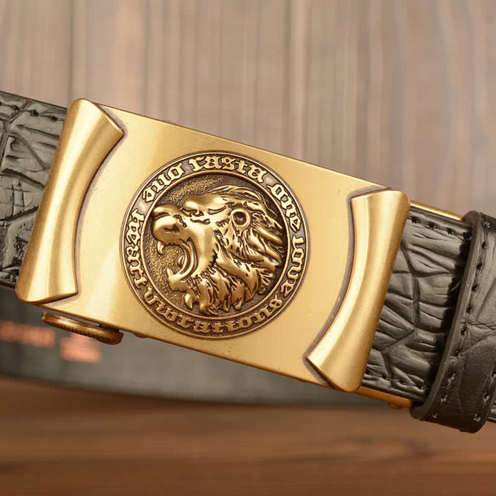 Men's Lion Head Alligator Pattern Leather Belt - image 10