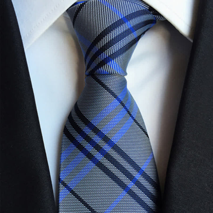 Men's Modernity Business Plaid Necktie - Gray & Blue - image 2
