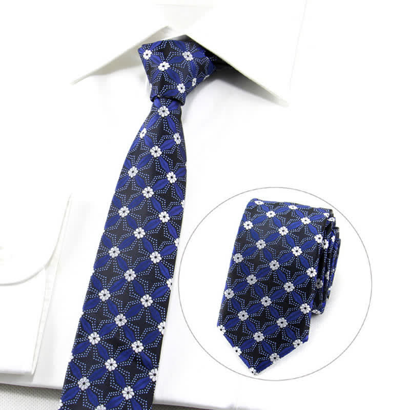 Men's Flower Embroidered Geometric Necktie - image 1