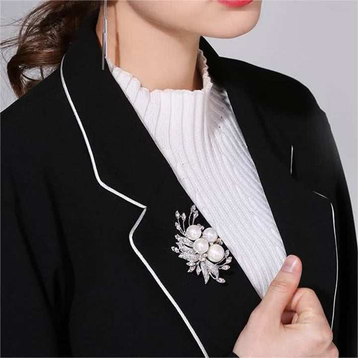 Women's Phoenixes Flower Pearl Brooch - image 2