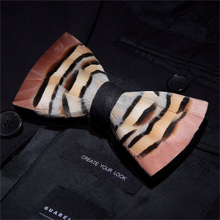 Kid's Brown & LightCoral Genius Chinchilla Feather Bow Tie with Lapel Pin - image 1