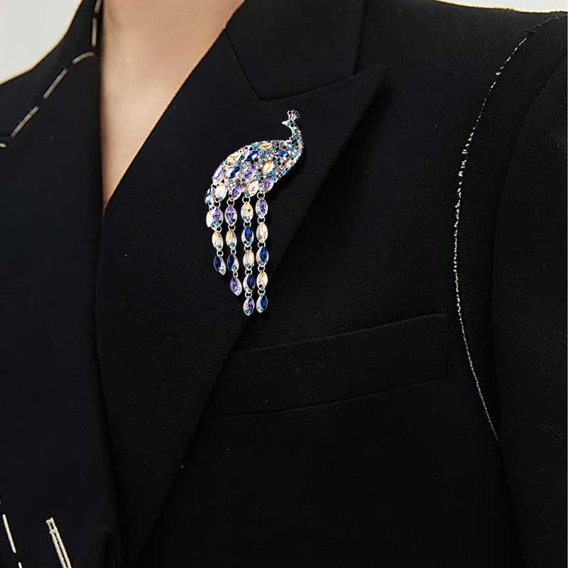 Women's Grazioso Peacock Fringe Brooch - image 1