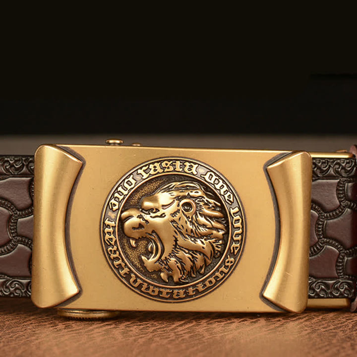 Men's Punk Lion Head Leather Belt - image 4
