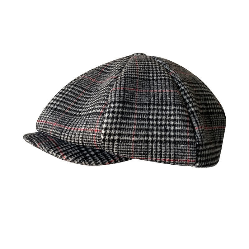 British Black & White Chequered Octagonal Beret Cap - image 3
