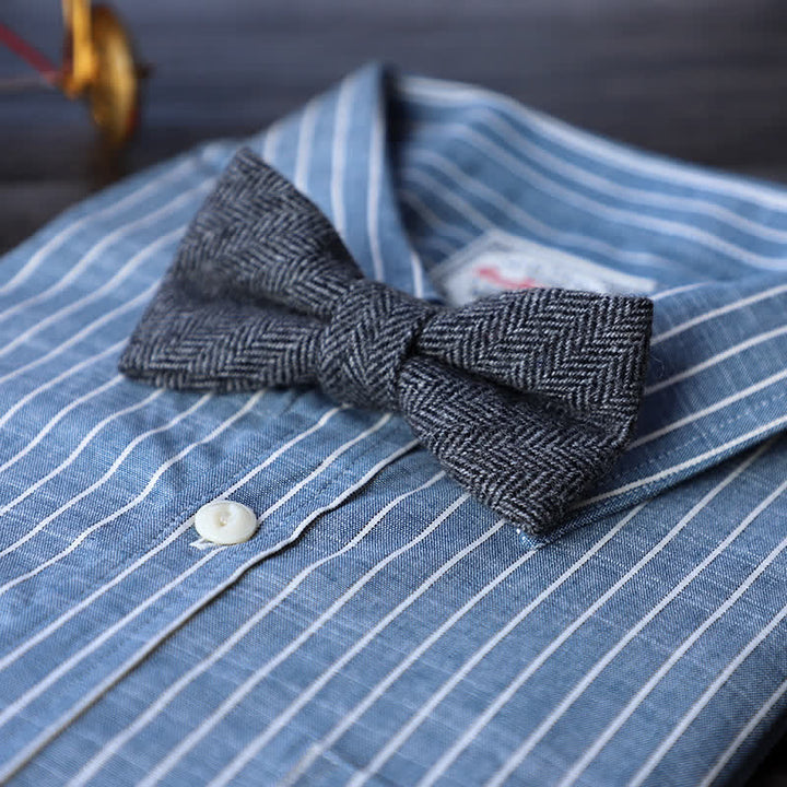 Men's Simple Tweed Wool Blend Bow Tie - # 10 - image 12