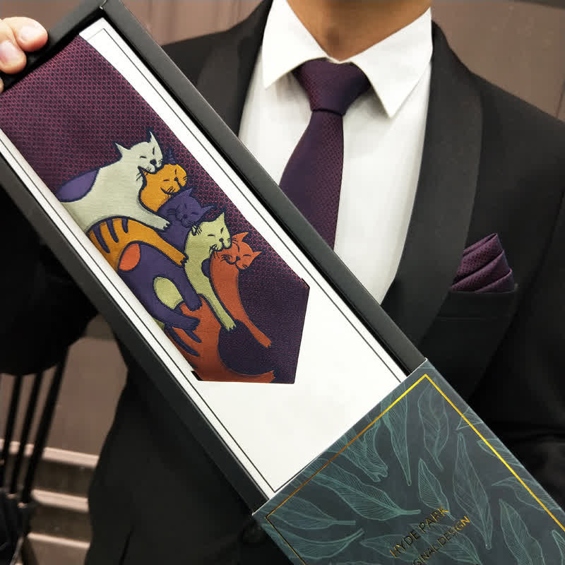 Men's Casual Sweetie Cats Snuggling Necktie - image 7