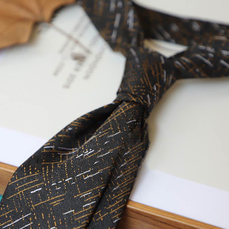 Men's Coffee Colors Series Striped Paisley Necktie - Style #16 - image 19