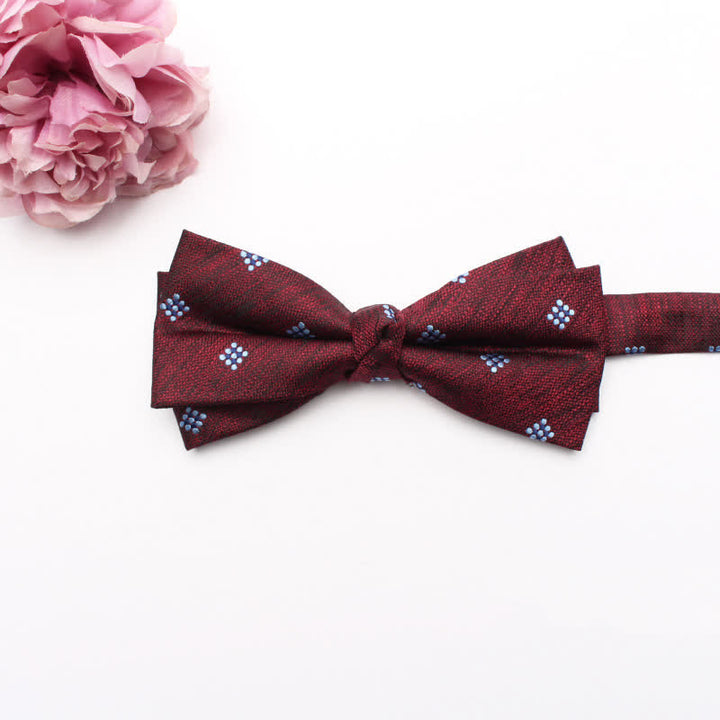 Men's Geometrical Business Office Bow Tie - Red Dots - image 12