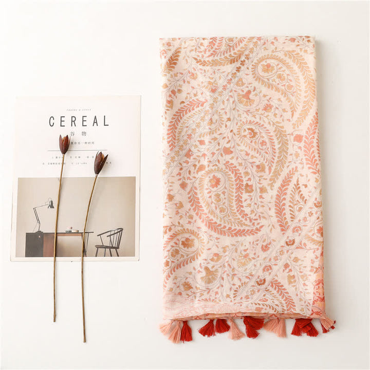 Women's Floral Soft Cape Wheat Fringe Scarf - image 1