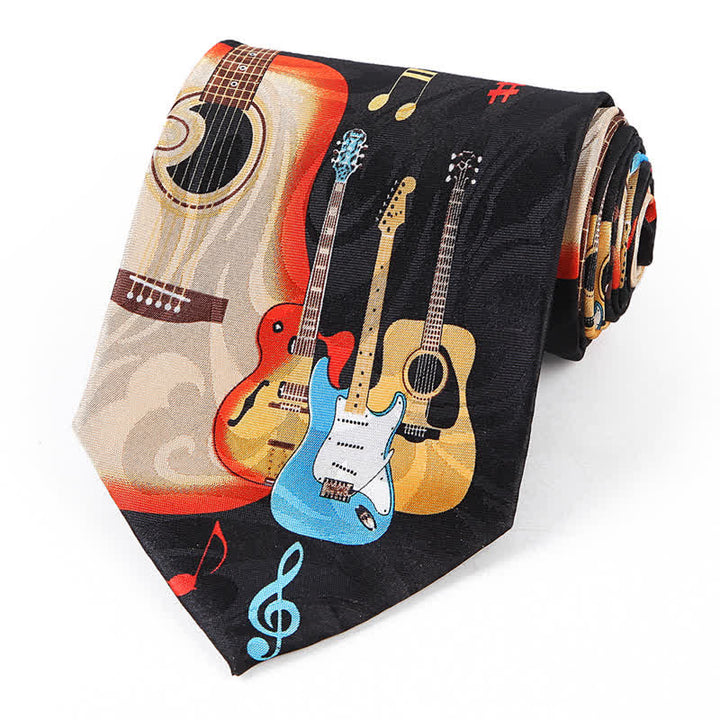 Men's Creative Cartoon Motif Country Necktie - Guitar - image 4