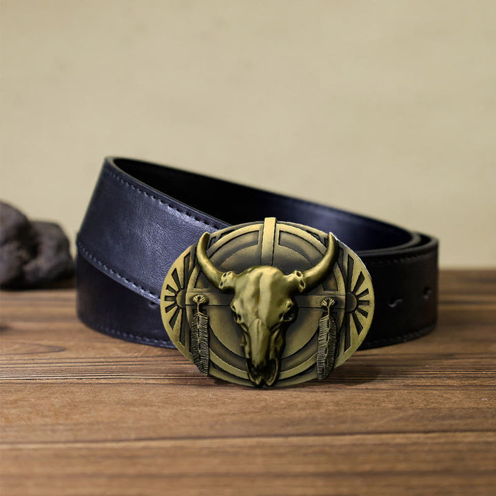 Men's DIY Buckle Leather Belt - Bronze - Black PU Belt (40) - image 6