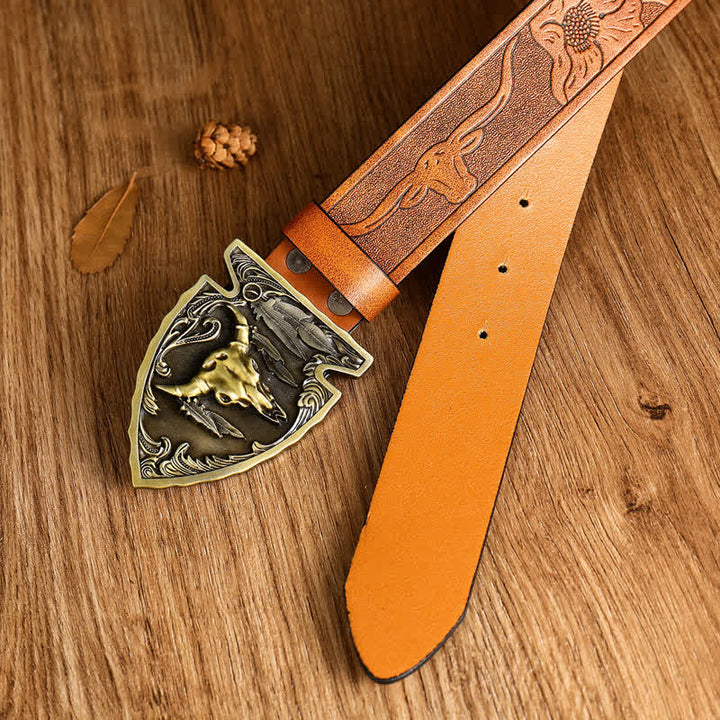 Men's Domineering Bull Head Ethnic Style Leather Belt - image 7