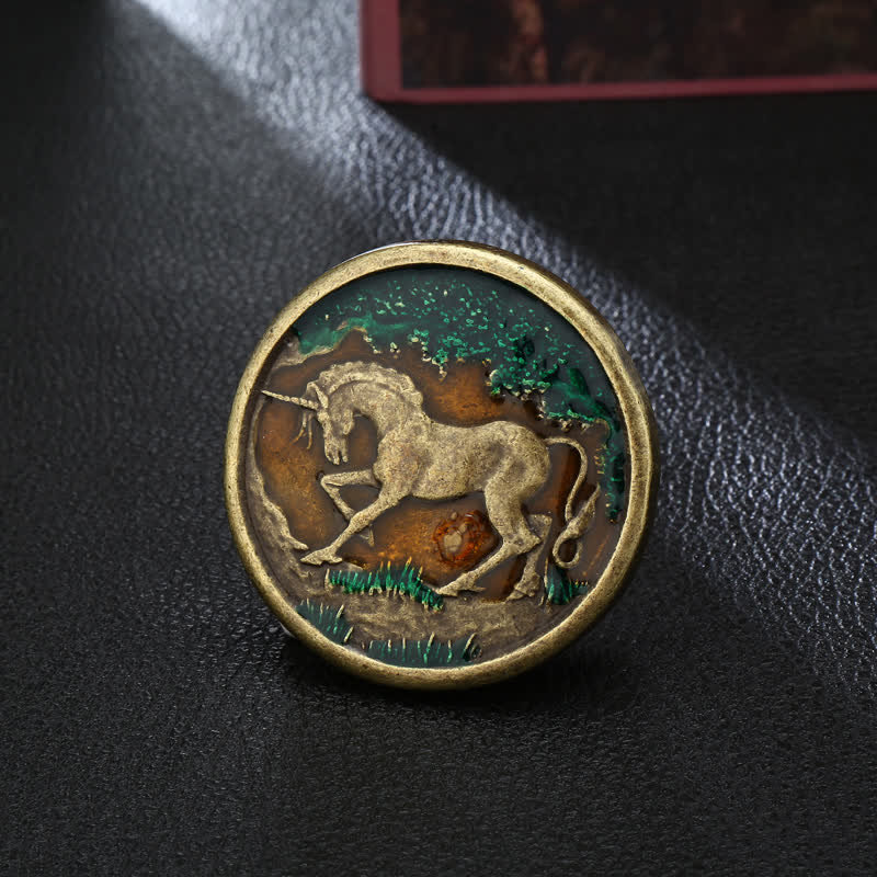Men's DIY Mystical Unicorn Antique Bronze Buckle Leather Belt - Unicorn - Without Belt - image 0