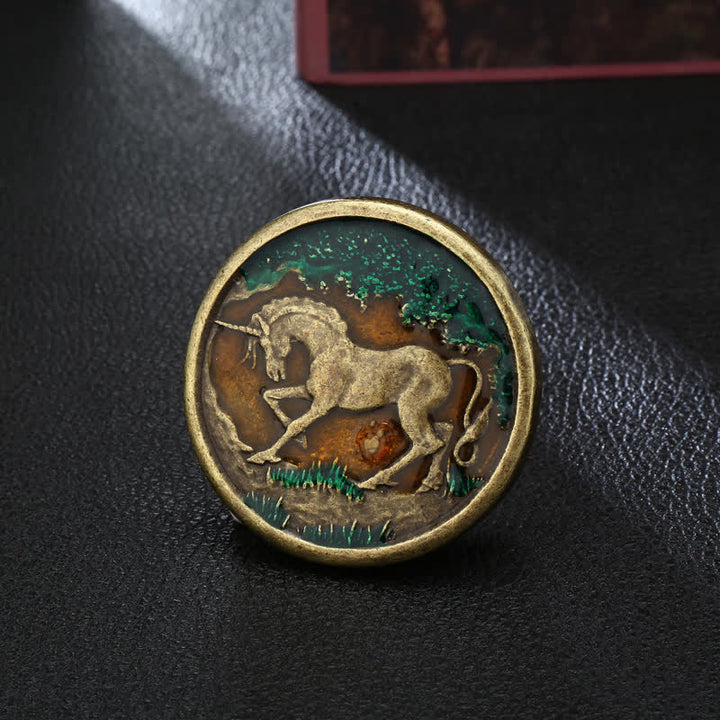 Men's DIY Mystical Unicorn Antique Bronze Buckle Leather Belt - Unicorn - Without Belt - image 0