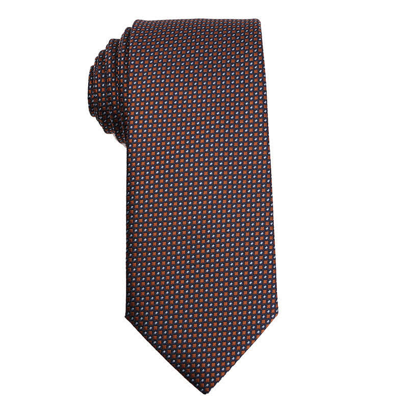 Men's Coffee Brown Series Micro Checks Necktie - Dots - image 7