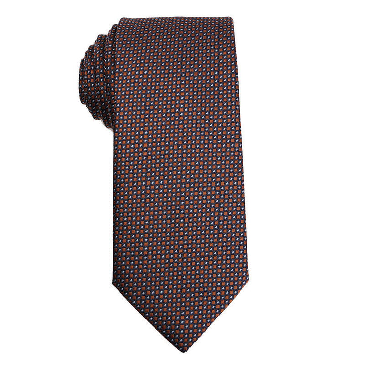 Men's Coffee Brown Series Micro Checks Necktie - Dots - image 7