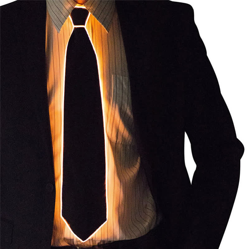 Funny Neon LED Colorful Glowing Necktie - Orange - image 10