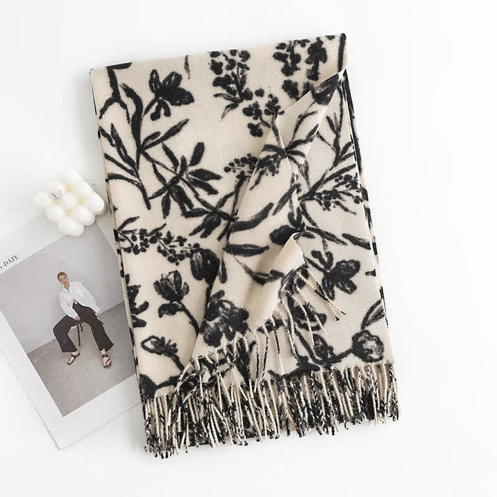 Women's Cream Sweet Flower Botanical Scarf - White #2 - image 3