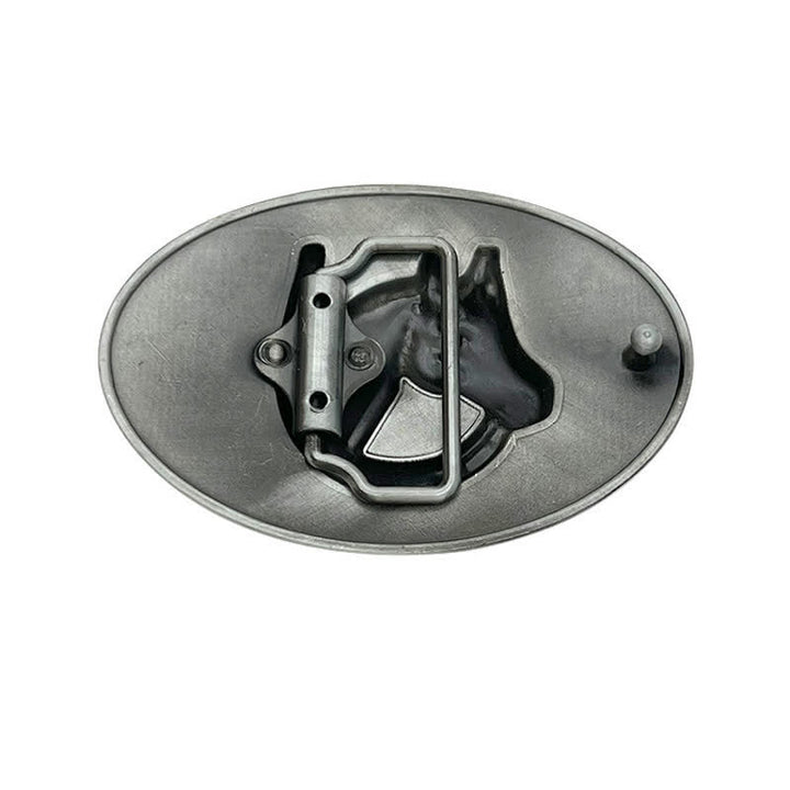 Men's DIY Antique Silver Horseshoe Buckle Leather Belt - image 1