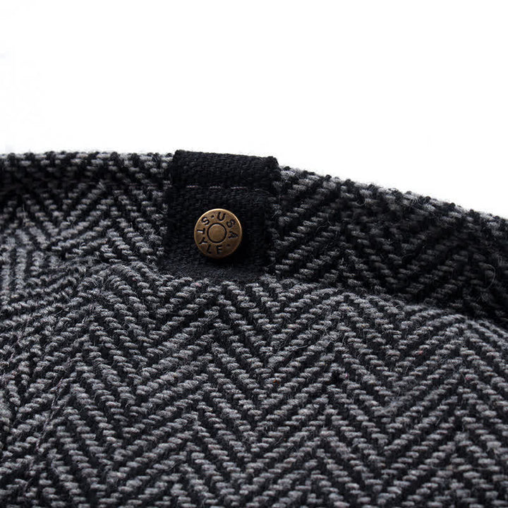 Vintage Striped Herringbone Octagonal Beret Cap - image 5