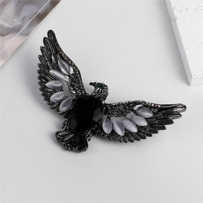 Men's Flying Hawk Gem Brooch - image 6