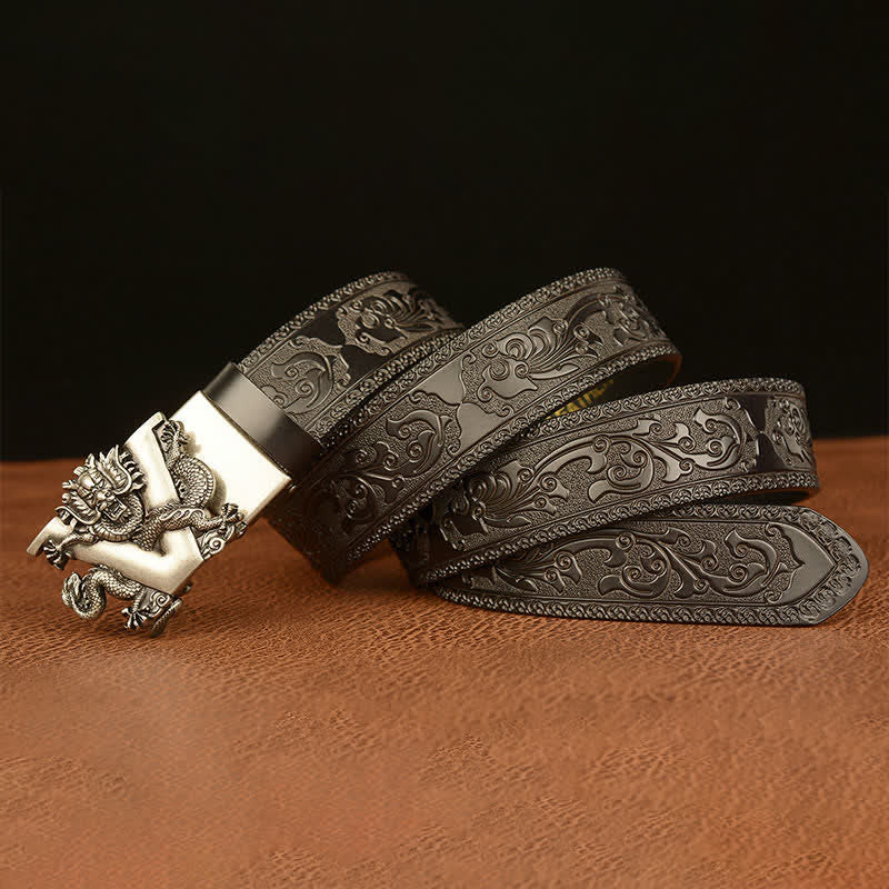 Men's Letter V Dragon Embossing Leather Belt - image 19