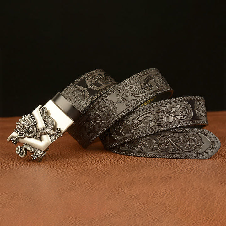 Men's Letter V Dragon Embossing Leather Belt - image 19