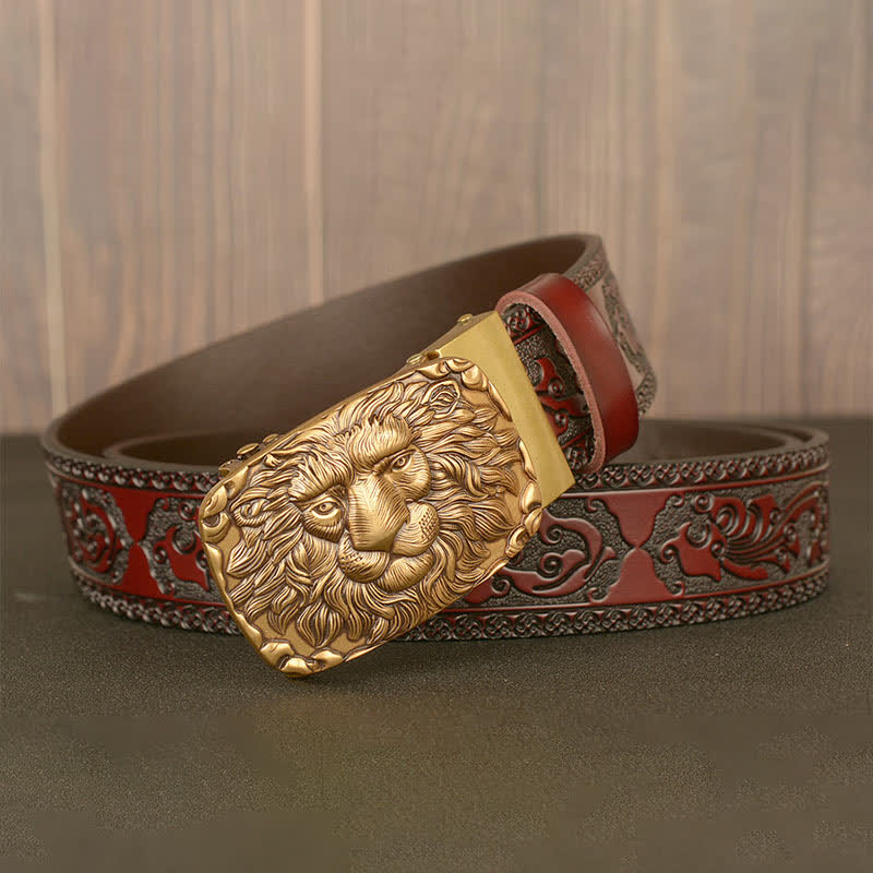 Men's Honor Male Lion Head Leather Belt - image 2
