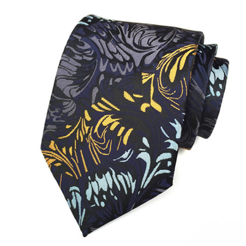 Men's Novelty Paisley Striped Flower Necktie - image 1