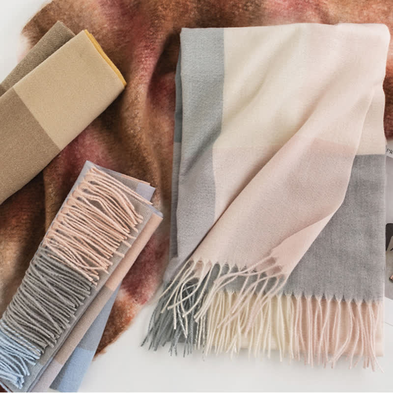 Women's Warmth Shawl Plaid Tassel Scarf - image 5