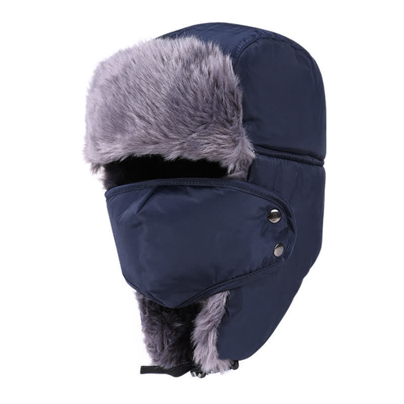2Pcs Mountain Climbing Face Mask Trapper Hat Set - Navy - Adjustable (22"-23 5/8") - image 2