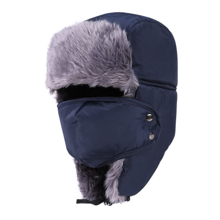 2Pcs Mountain Climbing Face Mask Trapper Hat Set - Navy - Adjustable (22"-23 5/8") - image 2