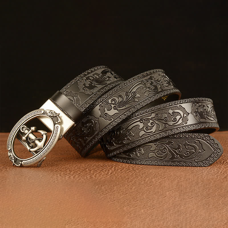 Men's Nautical Anchor Buckle Leather Belt - image 17