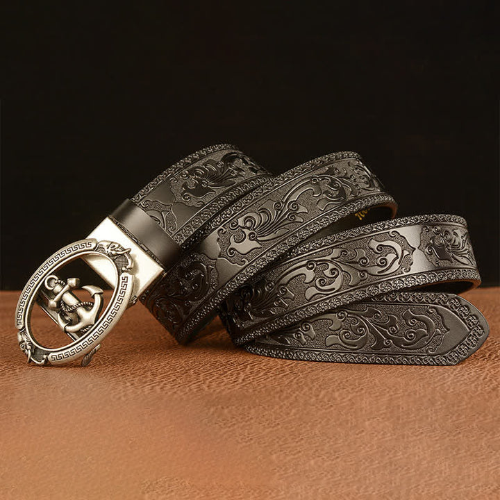 Men's Nautical Anchor Buckle Leather Belt - image 17