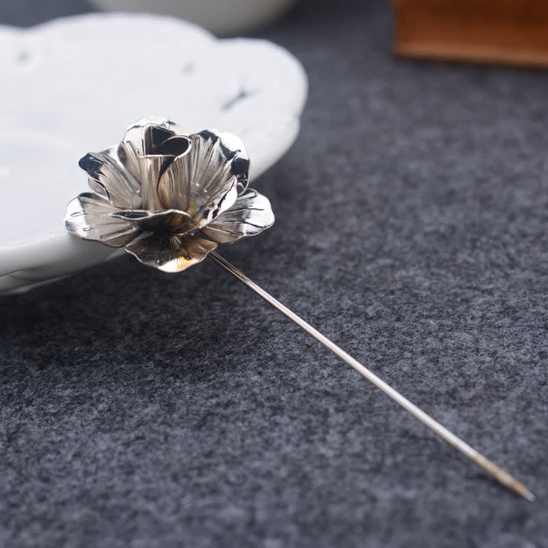 Men's Metal Rose Flower Brooch Pin - image 6